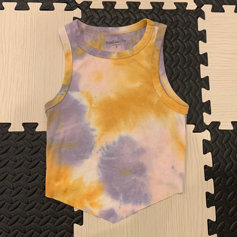 Rebellious One Tie dye triangular crop tank size small